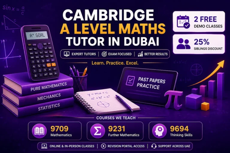 Cambridge a level maths tutor in dubai coaching a student for UAE exam prep